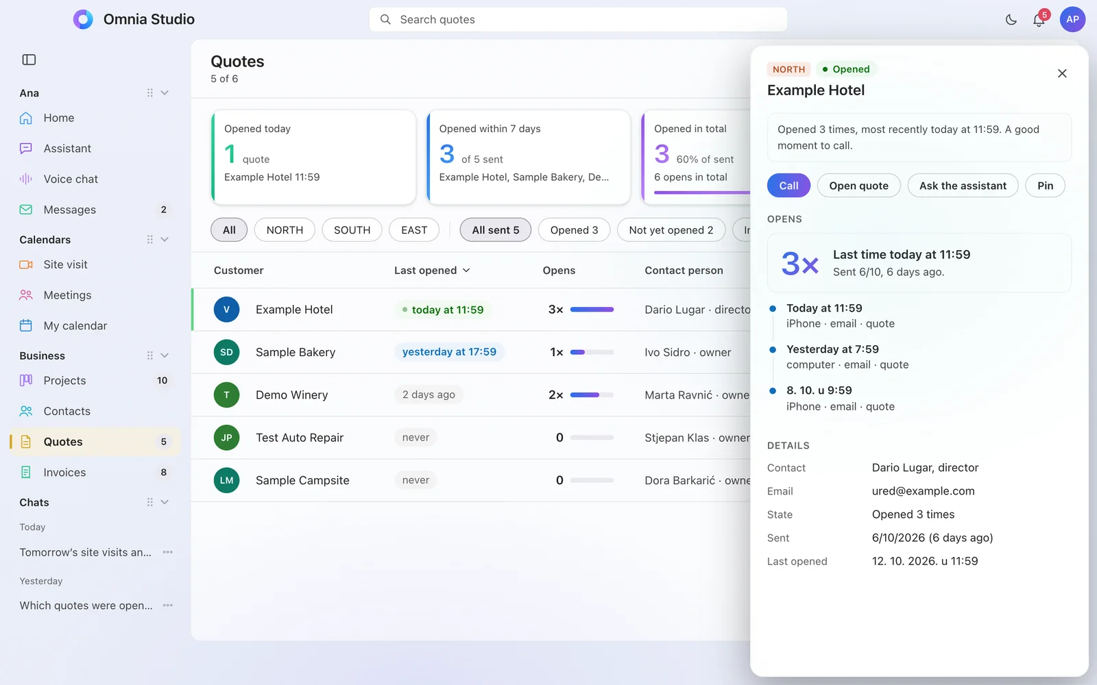 Quotes with open tracking