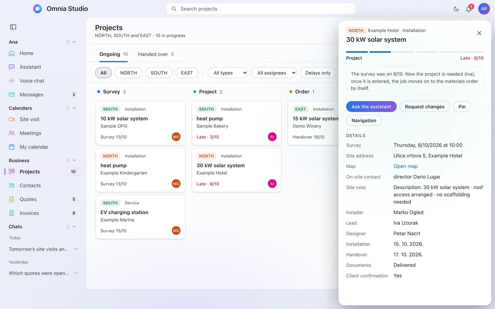 Projects in stages