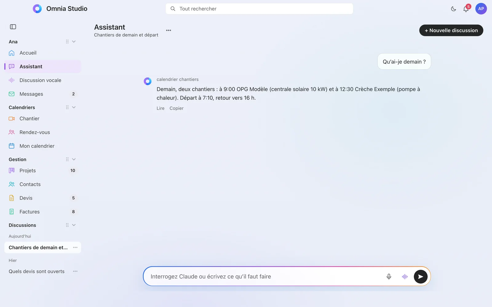 Conversation avec l’assistant
