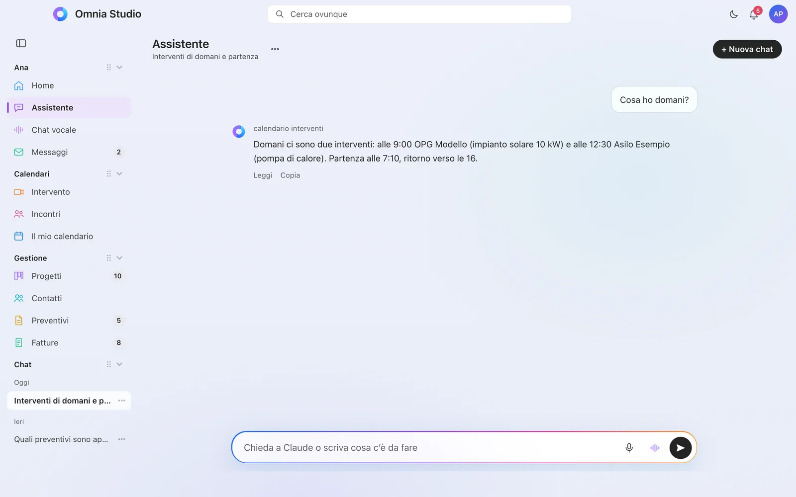 Conversazione con l’assistente