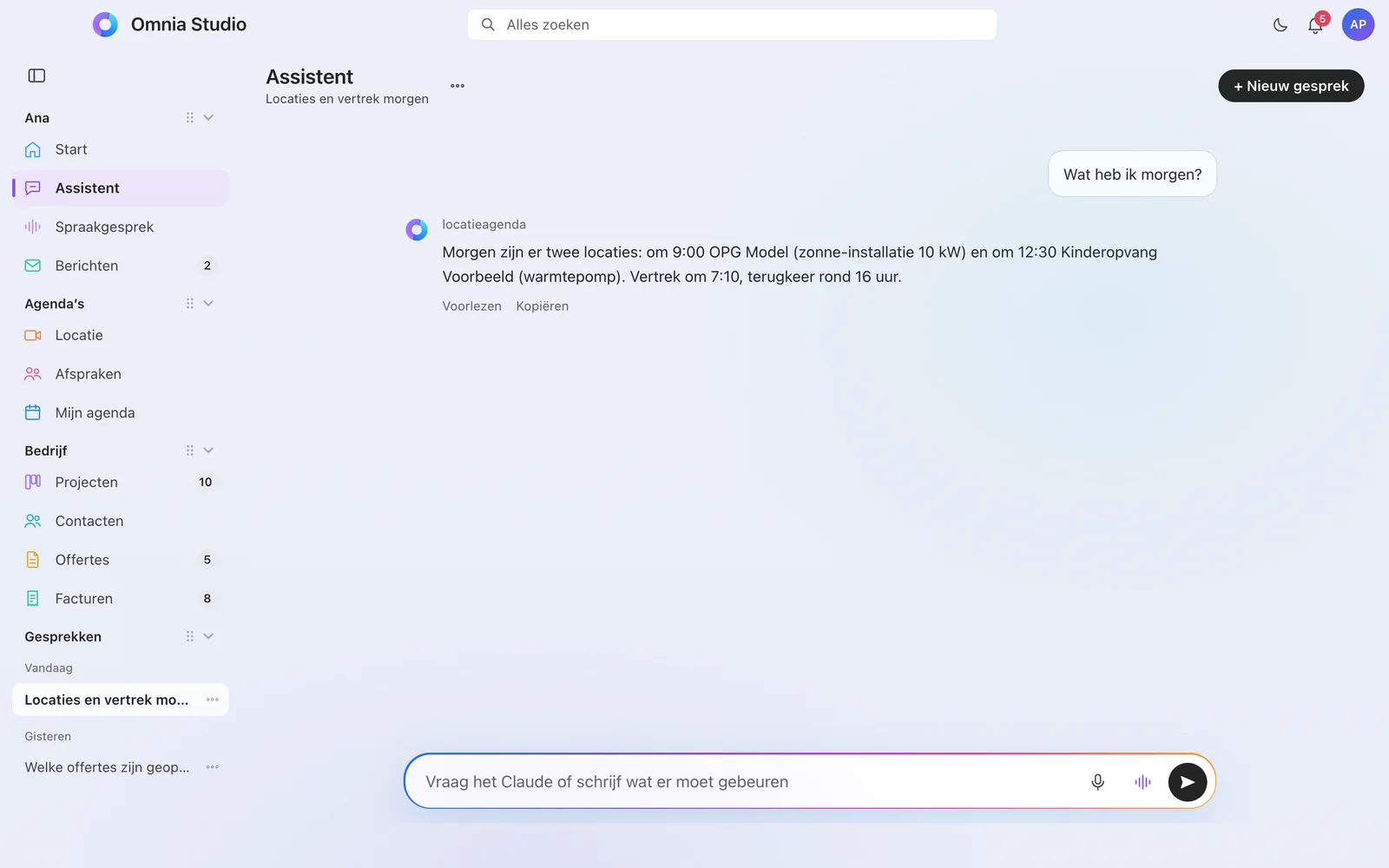Gesprek met de assistent