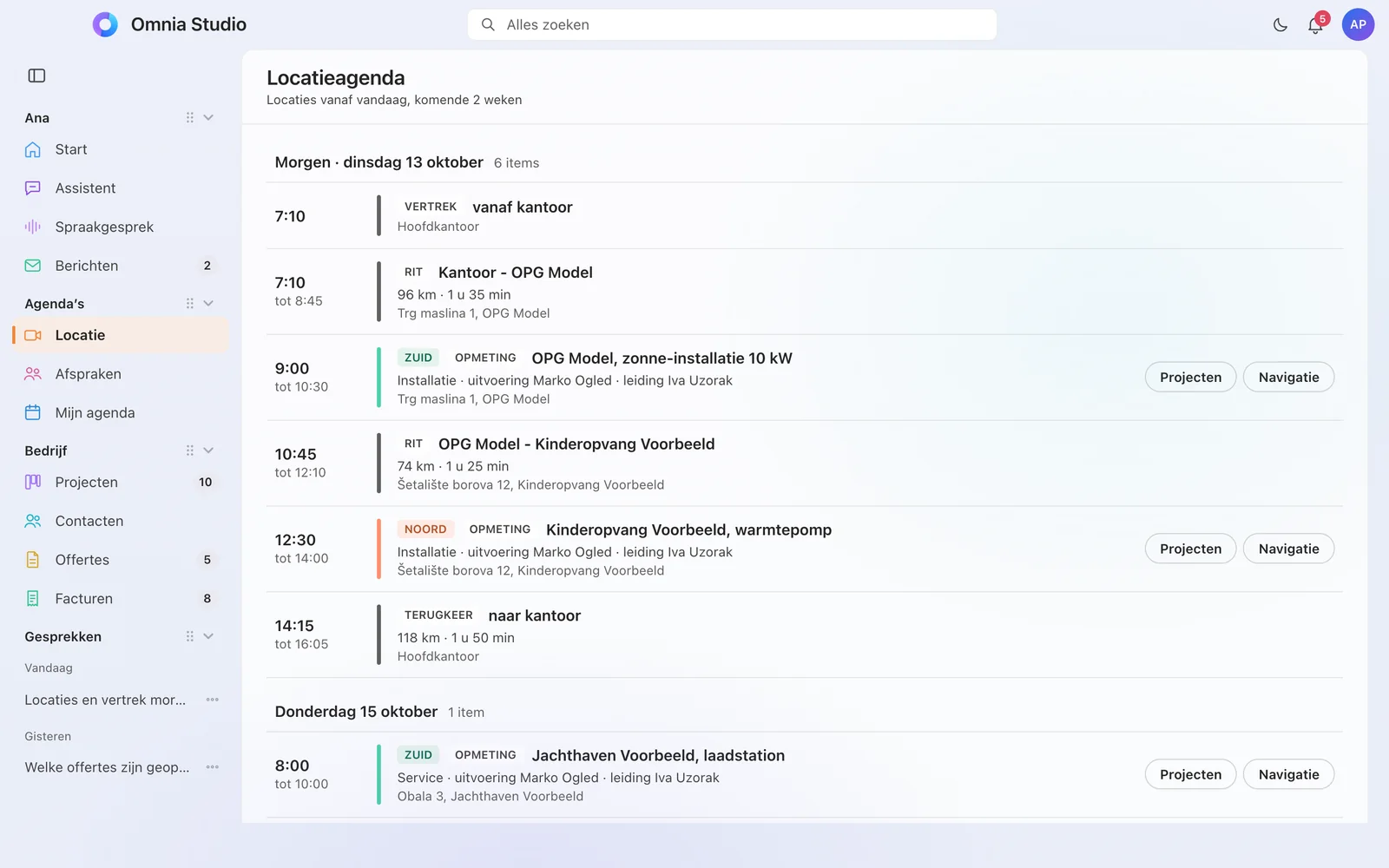 Agenda buitendienst