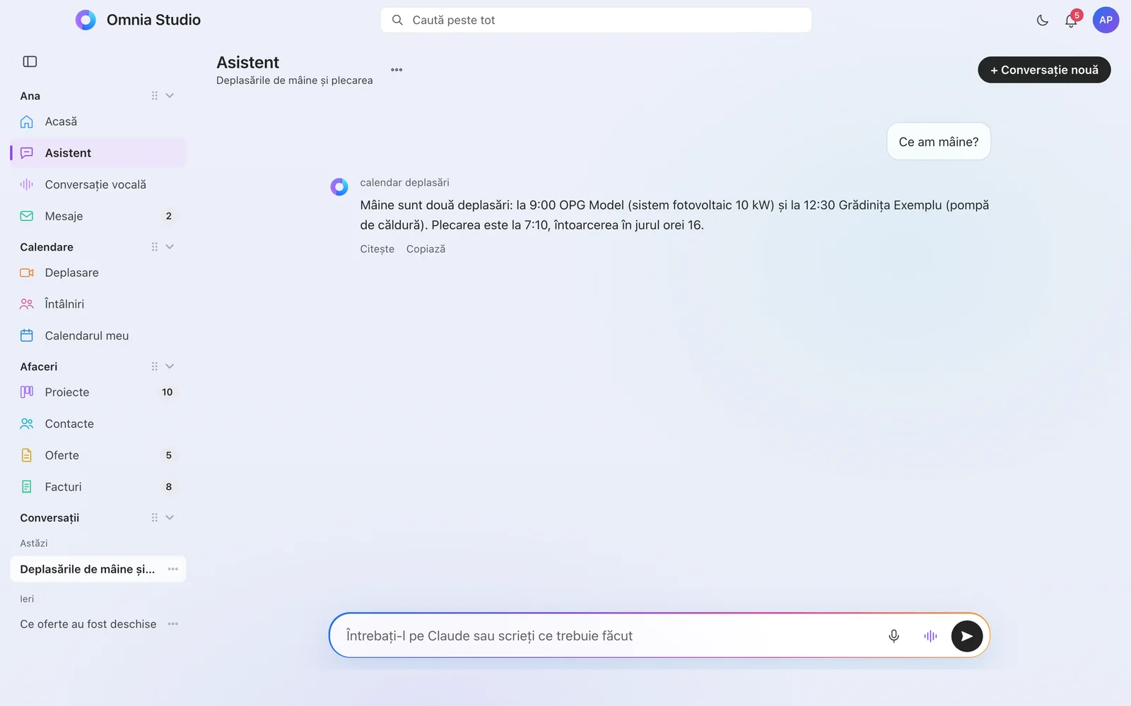 Conversație cu asistentul